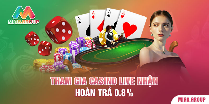 Khuyến mãi MIG8 tham gia casino live hoàn trả 0.8%